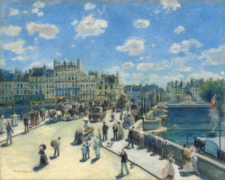 لوحة انطباعية لبوست نيوف باريس مع سماء زرقاء.