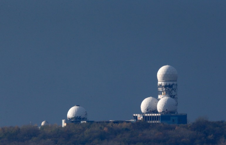 Antennas of the former NSA listening station are seen at the Teufelsberg hill or Devil's Mountain in Berlin